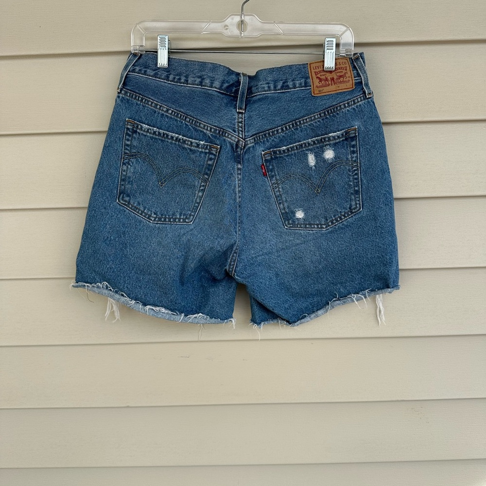 Levi's Blue Distressed Jean Shorts - Picture 4 of 6